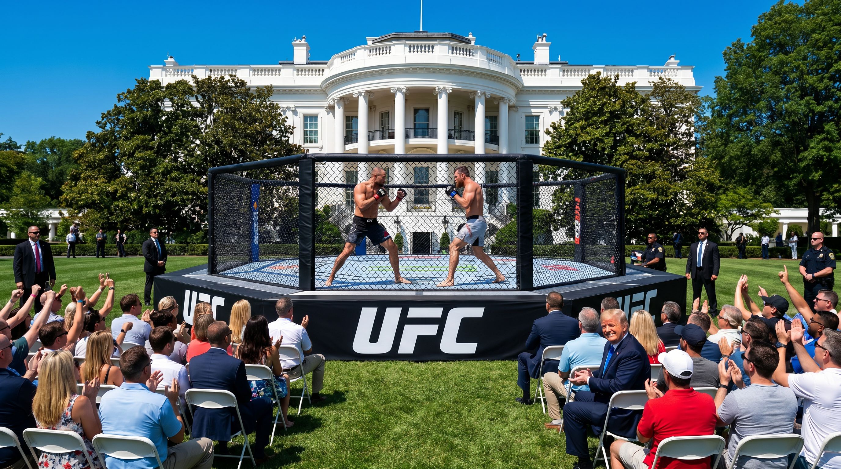 Trump Puts a Cage Fight on the White House Lawn Because of Course He Did